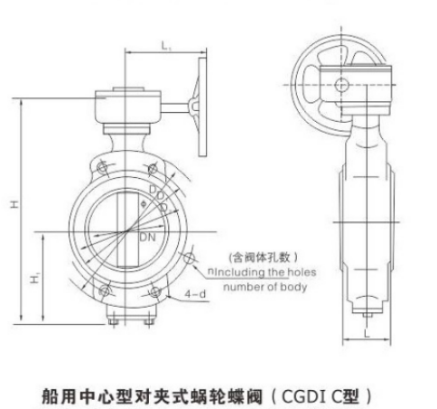 船用中心型对夹式蝶阀(图1)